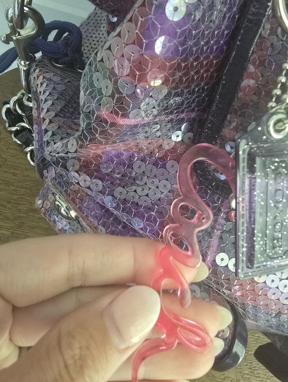 Coach Poppy Sequined Tartan XL Bag. Rare 15890 Excellent Shape. 3 Hang Tags, Y2k - Picture 6 of 16
